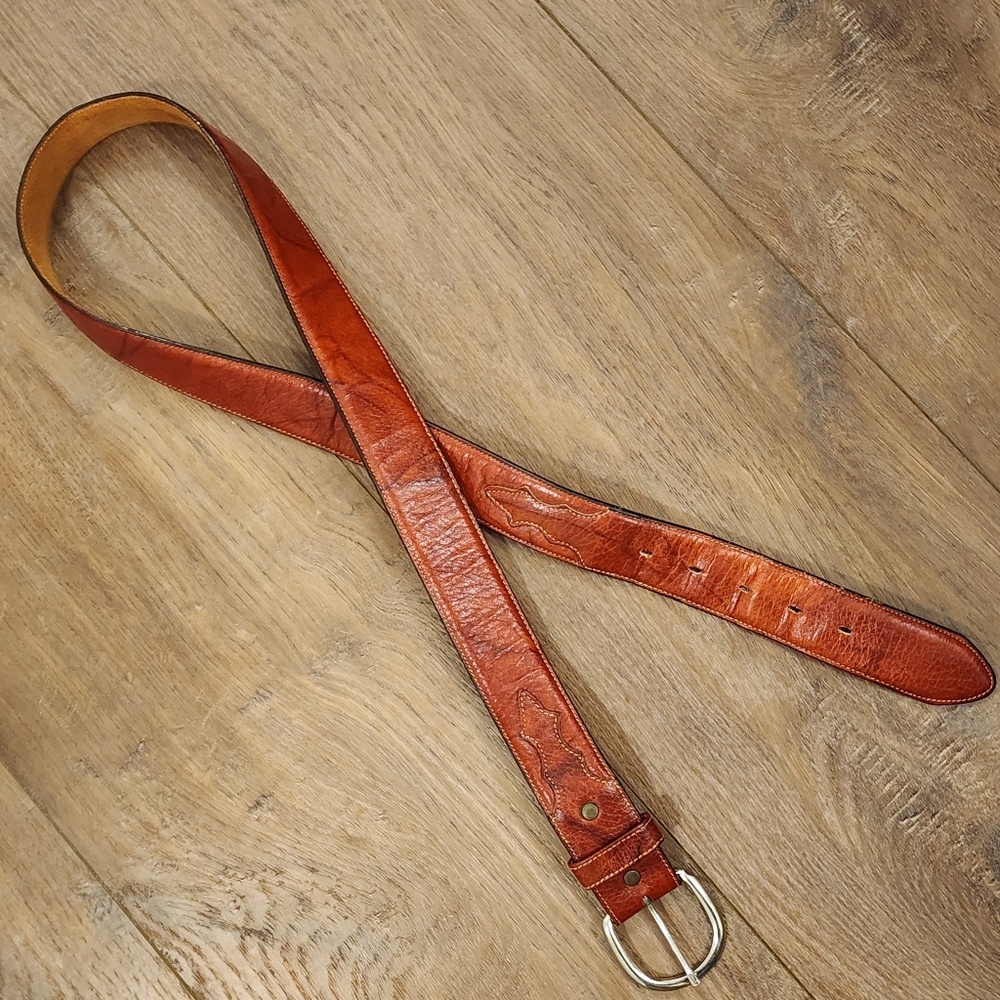 Leegin Silver Creek Billet Overlay Western Belt Leather Made in USA size 40